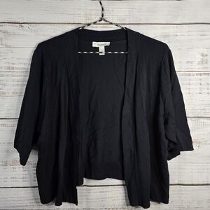 DressBarn Black Cropped Shortsleeved Open Cardigan Womans Size 14